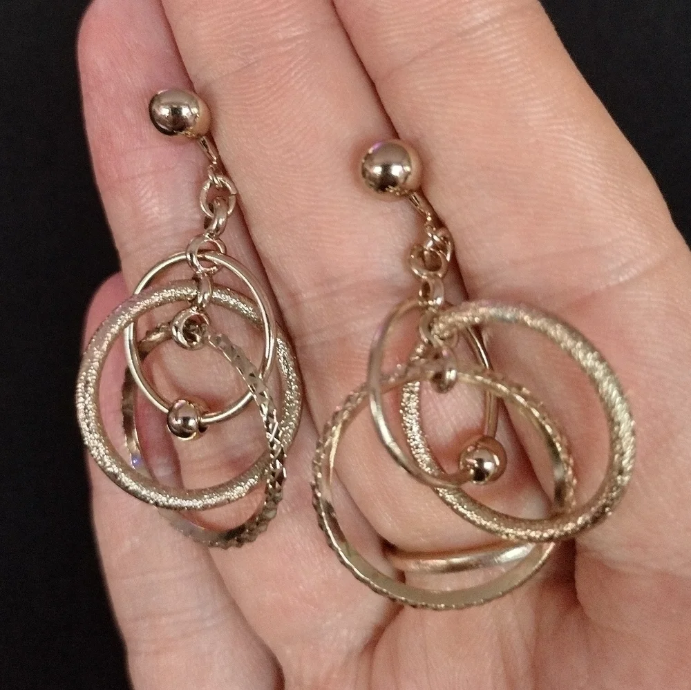 Gold Hoop Dangle Clasp Earrings